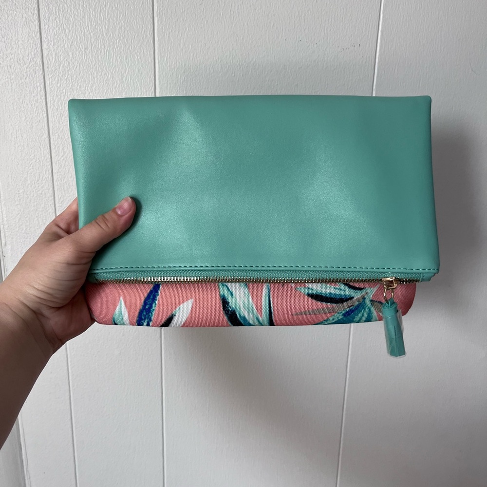 New Mint Green and Pink Floral Clutch by Rachel Pally